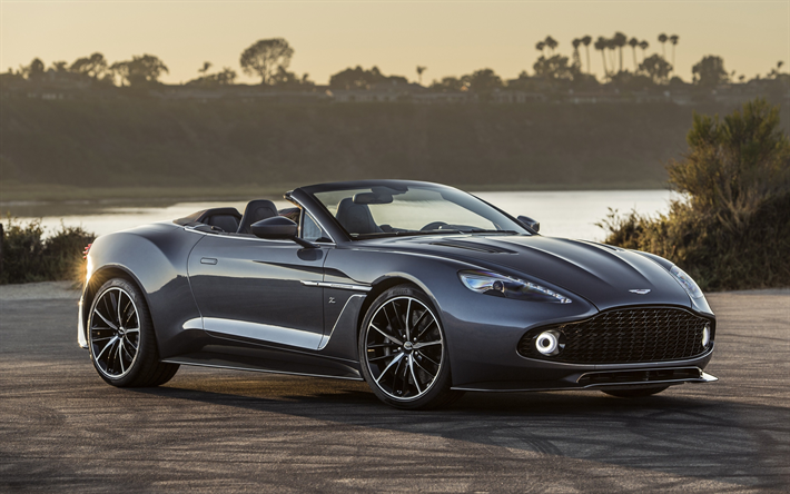 Aston Martin Vanquish, Zagato, sport auto, grigio Vanquish, il tramonto, le auto Inglesi, Aston Martin