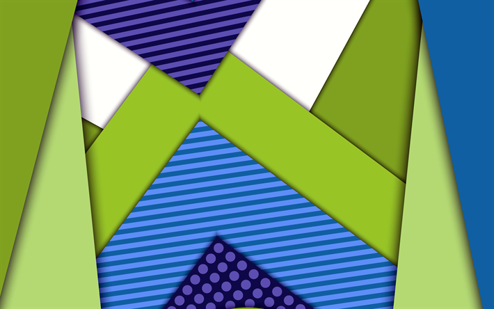 4k, strips, geometry, green lines, abstract material, art, lollipop, android