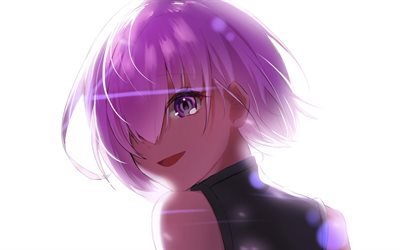 Mashu Kyrielight, portrait, Shielder, Fate Grand Order, girl with purple hair, manga, Fate Series, TYPE-MOON