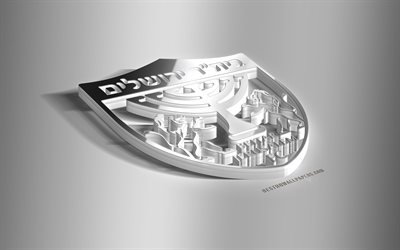 Beitar Jerusalem FC, 3D a&#231;o logotipo, Israelenses futebol clube, 3D emblema, Jerusal&#233;m, Israel, Israelenses Premier League, Ligat HaAl, Beitar emblema de metal, futebol, criativo, arte 3d