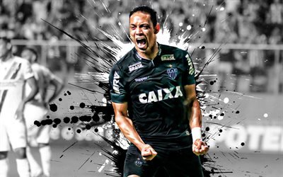 Ricardo Oliveira, 4k, Brazilian football player, Atletico Mineiro, striker, white black paint splashes, creative art, Serie A, Brazil, football, grunge art