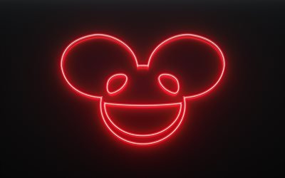 Deadmau5, Joel Thomas Zimmerman, Canadian DJ, red neon logo, neon sign, EDM