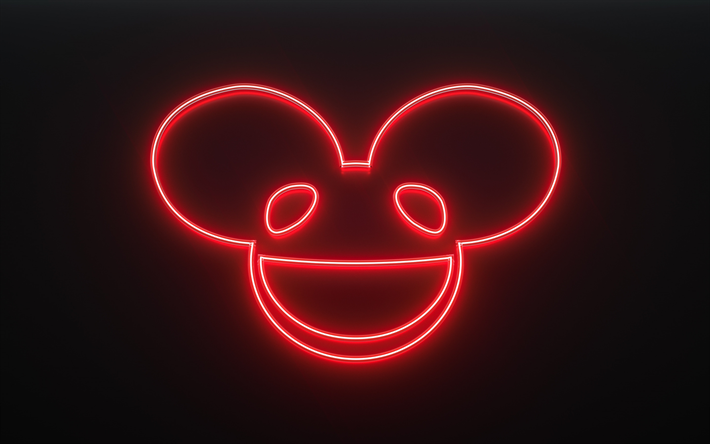 Deadmau5, Joel Thomas Zimmerman, Canadian DJ, red neon logo, neon sign, EDM