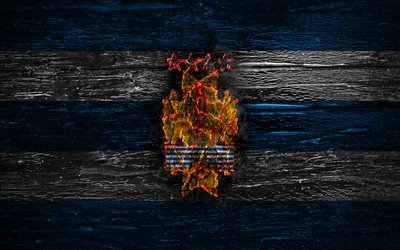 Uruguay national football team, fire logo, flag colors, blue and white lines, South America, wooden texture, soccer, Uruguay, logo, South American national teams, Uruguayan football team