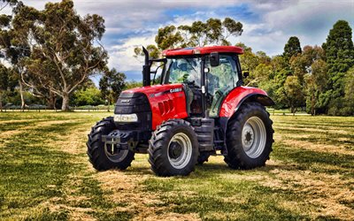 Case IH Puma 155, 4k, HDR, 2019 tracteurs, de machines agricoles, tracteur rouge, l&#39;agriculture, le Cas