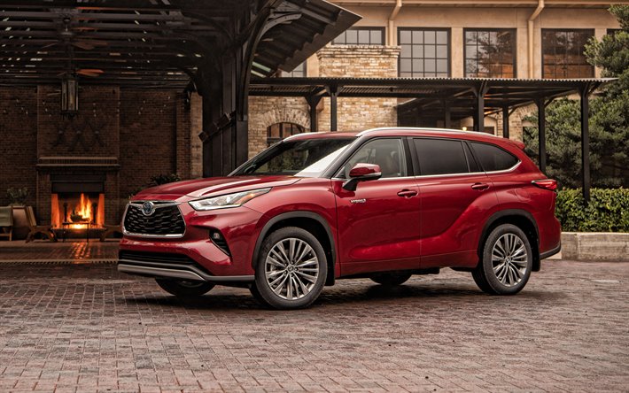 2020, Toyota Highlander, front view, exterior, red SUV, new red Highlander, japanese cars, Toyota