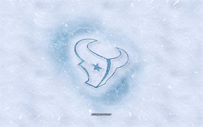 Houston Texans logo, American football club, winter concepts, NFL, Houston Texans ice logo, snow texture, Houston, Texas, USA, snow background, Houston Texans, American football