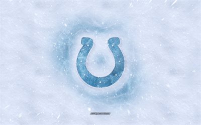 Indianapolis Colts logo, American football club, winter concepts, NFL, Indianapolis Colts ice logo, snow texture, Indianapolis, Indiana, USA, snow background, Indianapolis Colts, American football