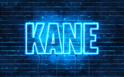 Kane, 4k, sfondi per il desktop con i nomi, il testo orizzontale, Kane nome, neon blu, immagine Kane con nome