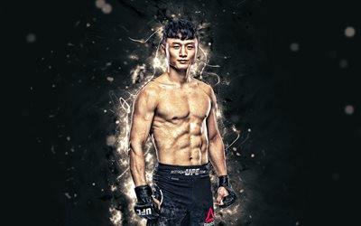 Dooho Choi, 4k, white neon lights, South Korean fighters, MMA, UFC, Mixed martial arts, Dooho Choi 4K, UFC fighters, MMA fighters