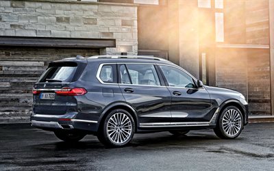 2020, BMW X7, rear view, exterior, new silver X7, luxury SUV, German cars, BMW