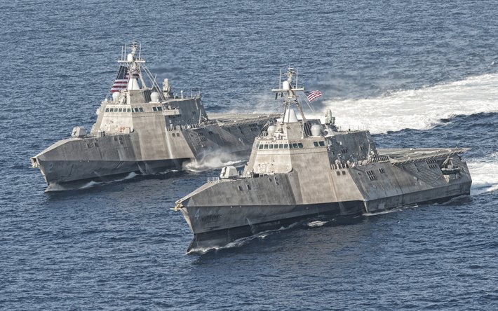 USS Independence, LCS-2, USS Coronado, LCS-4, littoral combat ship, US Navy, Independence-class, USA, American warships, USA flag, United States Navy