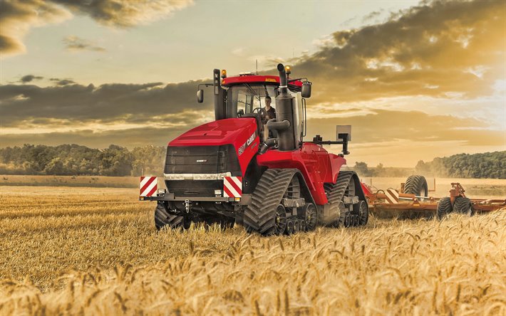 Case IH Steiger 620 Quadtrac, 4k, tractor on tracks, 2020 tractors, wheat harvesting, agricultural machinery, tractor, harvest, Case