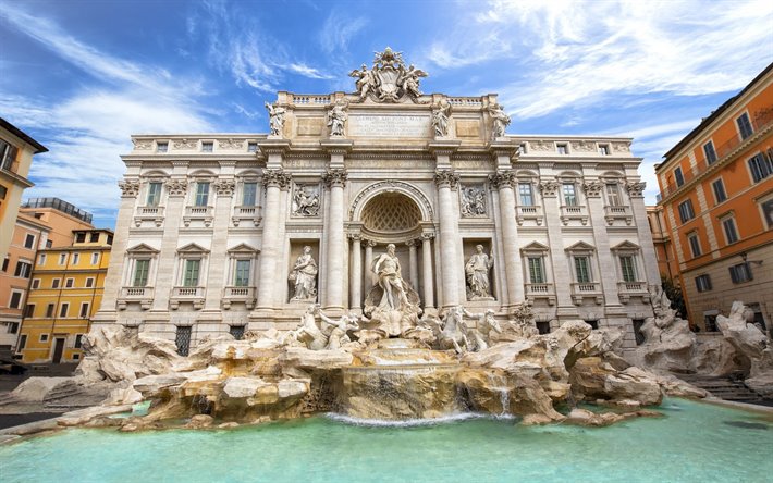 Fontana di Trevi, Rome, Vatican, baroque style, landmark, beautiful fountain, Italy