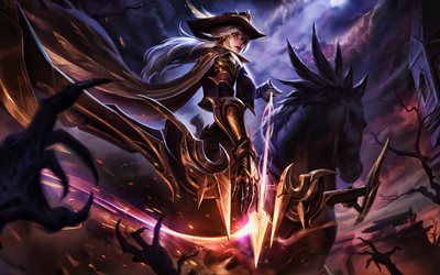 Ashe, horse, MOBA, warrior, League of Legends, darkness, Ashe League of Legends