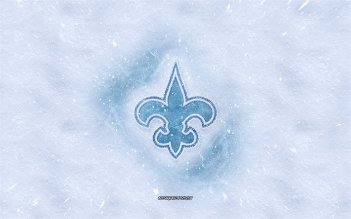New Orleans Saints logo, American football club, talvi k&#228;sitteit&#228;, NFL, New Orleans Saints ice logo, lumen rakenne, New Orleans, Louisiana, USA, lumi tausta, New Orleans Saints, Amerikkalainen jalkapallo