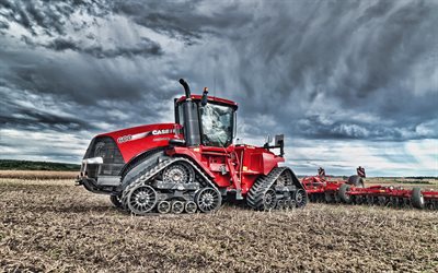 Case IH Steiger Quadtrac 600, 4k, labourer le champ, 2013 tracteurs, de machines agricoles, rouge, tracteur, tracteur &#224; chenilles, HDR, tracteur dans le champ, l&#39;agriculture, la r&#233;colte, le Cas