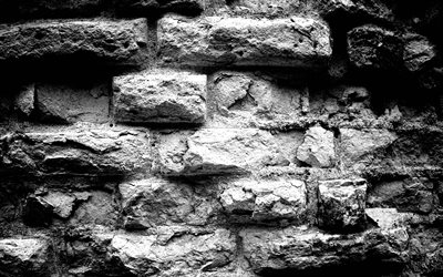 schwarz brickwall, close-up, 4k, schwarz, backsteine, ziegel texturen, ziegel, wand, schwarzer stein hintergrund, schwarze steine, makro, identische steine, hintergrund