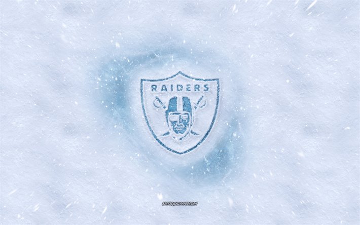 Oakland Raiders logosu, Amerikan Futbol Kul&#252;b&#252;, kış kavramlar, NFL Oakland Raiders buz logo, kar dokusu, Oakland, California, ABD, kar, arka plan, Oakland Raiders Amerikan futbol