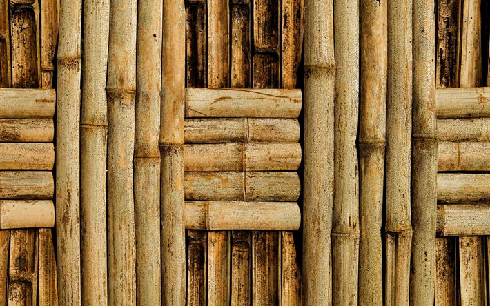 bambu punontateokset kuvioita, makro, bambusoideae tikkuja, bambu kudonta kuvioita, bambu kuvioita, ruskea bambu rakenne, bambu keppej&#228;, bambu, bambu tikkuja, ruskea puinen taustalla