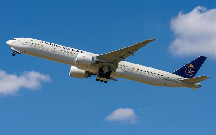 Boeing 777, passenger plane, air travel concepts, 777-300ER, Saudi Arabian Airlines, Boeing