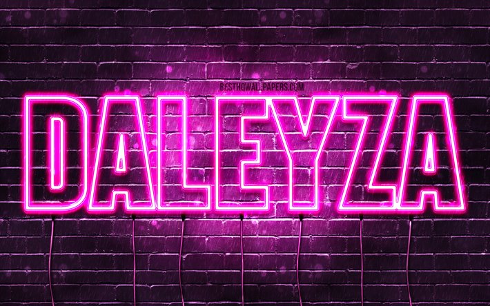 Daleyza, 4k, pap&#233;is de parede com os nomes de, nomes femininos, Daleyza nome, roxo luzes de neon, texto horizontal, imagem com Daleyza nome