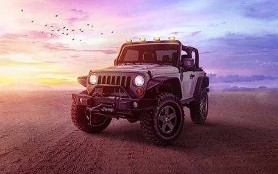 Jeep Wrangler, 4k, offroad, 2020 le auto, deserto, Suv, 2020 Jeep Wrangler, auto americane, Jeep