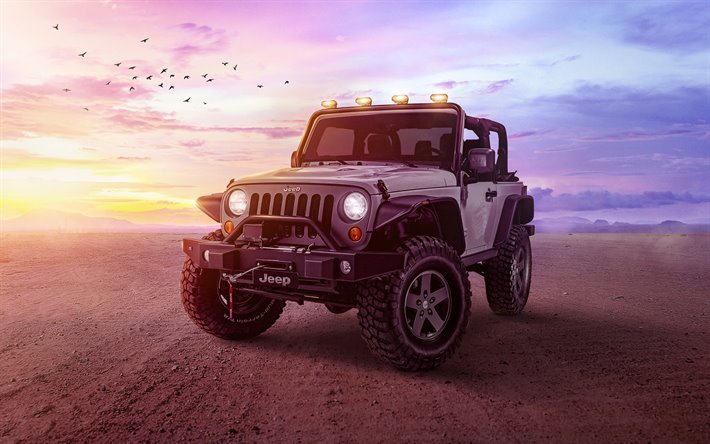 Jeep Wrangler, 4k, offroad, 2020-autot, desert, Katumaasturit, 2020 Jeep Wrangler, amerikkalaisten autojen, Jeep