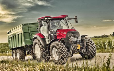 Case IH Versum 130, 4k, HDR, 2019 traktorit, maatalouskoneiden, punainen traktori, maatalous, Tapauksessa