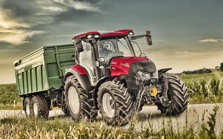 Case IH Versum 130, 4k, HDR, 2019 tractores, maquinaria agr&#237;cola, rojo tractor, la agricultura, el Caso