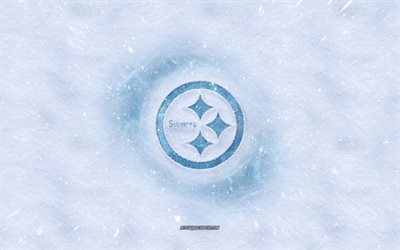 Pittsburgh Steelers-logo, American football club, talvi k&#228;sitteit&#228;, NFL, Pittsburgh Steelers ice logo, lumen rakenne, Pittsburgh, Pennsylvania, USA, lumi tausta, Pittsburgh Steelers, Amerikkalainen jalkapallo
