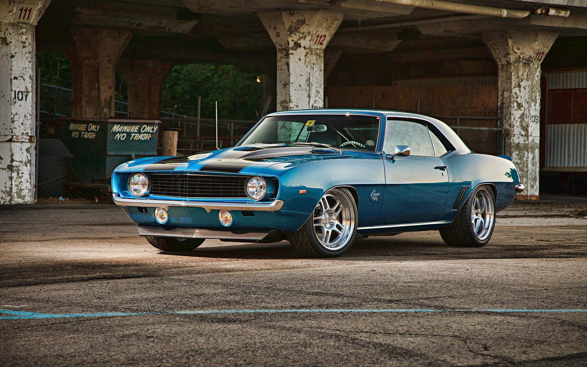 Download wallpapers Chevrolet Camaro SS, muscle cars, 1969 cars, tuning,  retro cars, blue Camaro, Customized Chevrolet Camaro, american cars,  Chevrolet for desktop with resolution 1920x1200. High Quality HD pictures  wallpapers