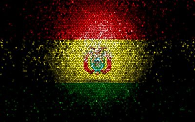 Bolivia flag, mosaic art, South American countries, Flag of Bolivia, national symbols, Bolivian flag, artwork, South America, Bolivia