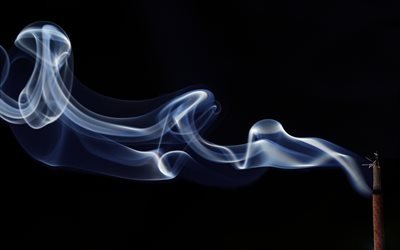 fum&#233;e sur fond noir, feu &#233;teint, fum&#233;e, fum&#233;e bleue, concepts de fum&#233;e