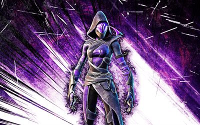 4k, Dread Fate Skin, grunge art, Fortnite Battle Royale, violet abstract rays, Fortnite characters, Dread Fate, Fortnite, Dread Fate Fortnite