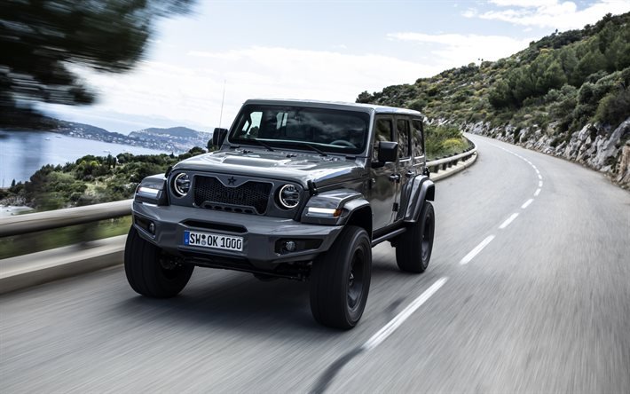 Jeep Wrangler Ferox, Militem, exterior, front view, black suv, tuning Wrangler, american cars, Jeep