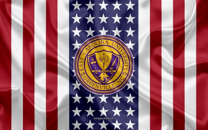 Emblema da East Carolina University, bandeira americana, logotipo da East Carolina University, Greenville, Carolina do Norte, EUA, East Carolina University