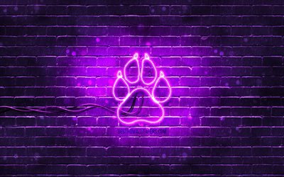Panther Paw neon icon, 4k, sfondo viola, simboli al neon, Panther Paw, creative, icone al neon, segno Panther Paw, segni di animali, icona di Panther Paw, icone animali