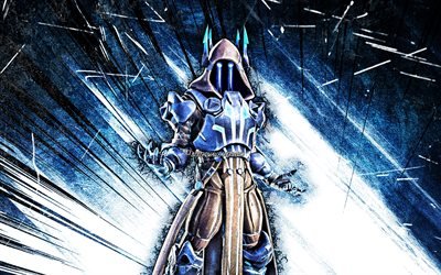4k, The Ice King Skin, grunge art, Fortnite Battle Royale, blue abstract rays, Fortnite characters, The Ice King, Fortnite, The Ice King Fortnite