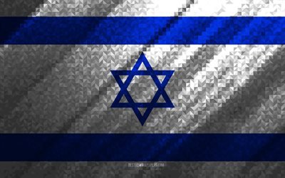 Bandiera di Israele, astrazione multicolore, bandiera del mosaico di Israele, India, arte del mosaico, bandiera di Israele