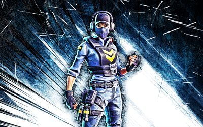 4k, Waypoint Skin, grunge art, Fortnite Battle Royale, blue abstract rays, Fortnite characters, Waypoint, Fortnite, Waypoint Fortnite