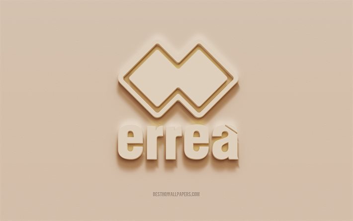 Erreaのロゴ, 茶色の漆喰の背景, Errea3dロゴ, ブランド, Erreaエンブレム, 3Dアート, Errea