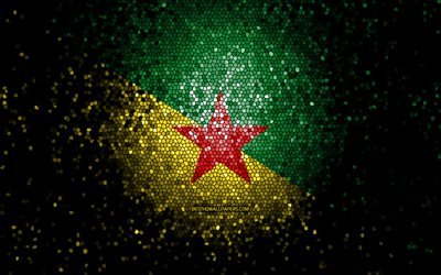 Bandiera della Guyana francese, arte del mosaico, paesi sudamericani, simboli nazionali, bandiera della Guyana francese, opera d&#39;arte, Sud America, Guyana francese