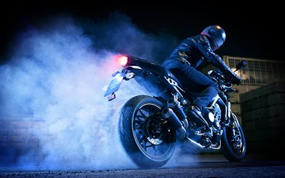 Yamaha XS850, 4k, 2017 bisiklet, duman, rider, Japon motosikletler, Yamaha