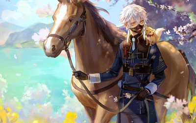 Touken Ranbu, Toque, Tsurumaru Kuninagas, personagens de anime, cavalo
