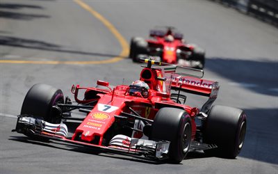 Kimi Raikkonen, raceway, 4k, Ferrari SF70H, F1, 2017 cars, Formula 1, Scuderia Ferrari