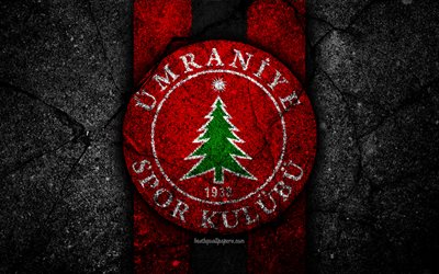 Umraniyespor FC, 4k, logo, jalkapallo, Turkin Lig, musta kivi, Turkki, tunnus, Istanbul, Turkkilainen jalkapalloseura