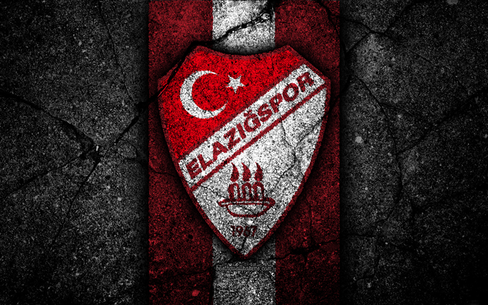 Elazigspor FC, 4k, شعار, كرة القدم, التركي الممتاز, الحجر الأسود, تركيا, الأسفلت الملمس, إيلازيغ, التركي لكرة القدم
