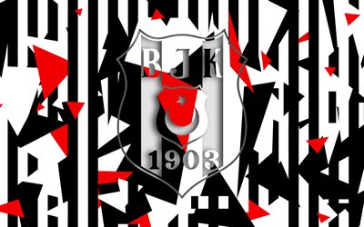 Besiktas JK, luova abstrakti logo, Turkkilainen Jalkapalloseura, musta ja valkoinen abstraktio, Istanbul, Turkki, jalkapallo