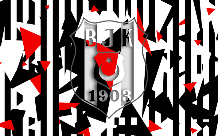 Besiktas JK, creative abstract logo, Turkish Football Club, black and white abstraction, Istanbul, Turkey, football